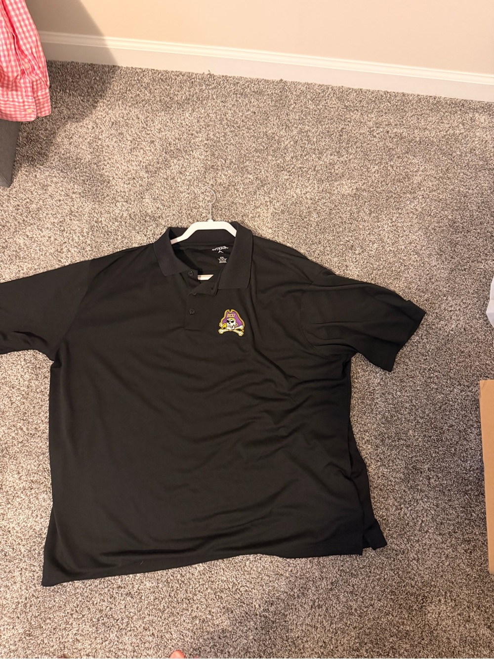 Antigua Black Polo ECU with Embroidered Pirate Logo XXL